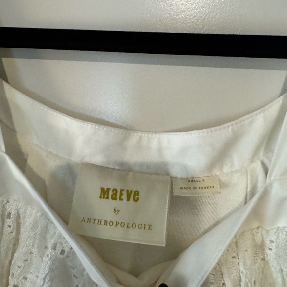 Maeve Anthropologie Eyelet Mini Dress Babydoll White Small Petite EUC - Picture 5 of 7
